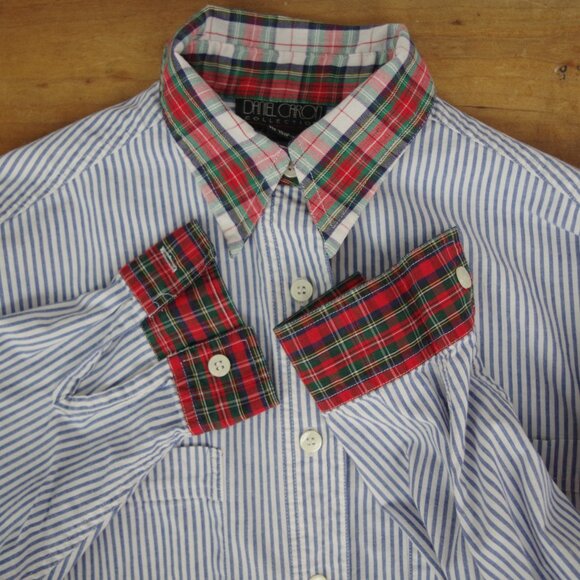 Vintage Daniel Caron Collection Ladies' Oversized Plaid Trim Oxford Medium - Picture 2 of 5